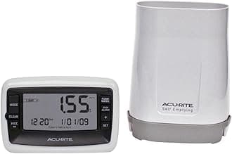 Wireless Digital Rain Gauge with Self-Emptying Collector with Rainfall History, Alerts, and Current Date and Time (00899), Multicolor