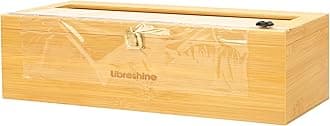 Libreshine 18 Inch Plastic Wrap Dispenser with Cutter & Roller, Heavy Duty Bamboo Commercial Film Wrap Holder for 3000ft Food Service Cling Film, 1000ft Foil, Butcher/Freezer/Kraft Paper