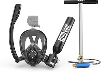 Mini Scuba Tank with Snorkel Mask 0.5L Inflatable Diving Tank with Full Face Diving Mask Pony Bottle Backup Diving Air Tank Suits for Recreational Snorkeling Shallow Diving