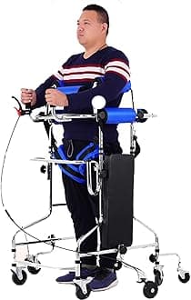 Walking Aid for The Disabled, 8-Wheel Anti-Tilt, Adjustable Height, Walking Aid for The Elderly, Hemiplegia Rehabilitation Standing Frame, Suitable for 58-71 Inches, Can Bear 220 Pounds,Male+Female
