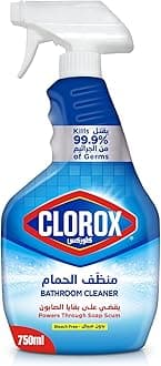 Clorox Bathroom Spray Cleaner, Bleach Free, 750ml, Kills 99.9% Of Germs, Powers Through Soap Scum, Bleach Free
