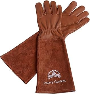 - Leather Gardening Gloves for Women & Men, Long Garden Gloves, Cowhide Gauntlet Rose Pruning Thorn Resistant, Forearm Protection, Medium, Brown