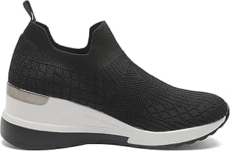 YZ High Heel Black Wedge Sneakers for Women Knit Upper Breathable Shoes