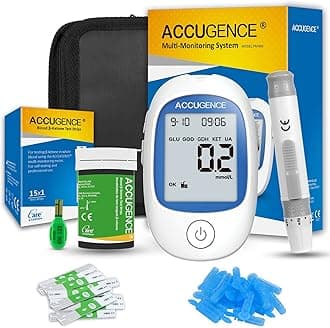 3in1 Blood Ketone Monitor and 15 Ketone Test Strips, Blood Ketone Meter keto Test kit For Keto Diet Testing -in mmol/L