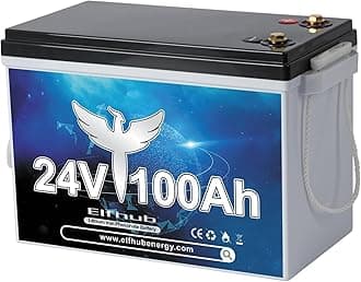24V Lithium Battery 100AH Lifepo4 Battery, Built-in 100A BMS, Up to 15000 Deep Cycle, Perfect for Trolling Motors, Marine, RV, Boat, Solar System Home Storage