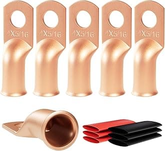 6pcs 4 Awg - 5/16" (M8) Sanuke Wire Lugs Ring Terminal Connectors Ends Heavy Duty for Battery Cable Lug Wire Electrical Eyelets with 3:1 Dual Wall Adhesive Heat Shrink