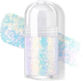 Roll-on Holographic Body Glitter Gel for Face Hair, Chameleon Color Changing Glitter Gel Under Light, Chunky Mermaid Sequins Festival Party Rave Accessories Shimmer Makeup (Sparkling Blue)