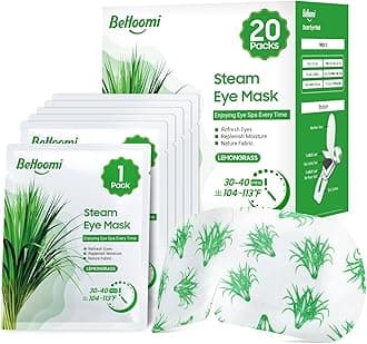 20 Packs Steam Eye Mask, Heated Eye Mask Warm Compress for Eyes, Disposable Self Heating Steam Mask Sleep, Spa, Travel Essentials & Relaxation Gifts for Women, Stocking Stuffers (Lemongrass)