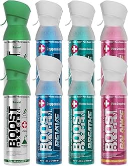 Boost Oxygen Medium Variety Collection | Natural, Peppermint, Menthol-Eucalyptus & Pink Grapefruit (8 Pack)