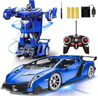 Remote Control Car - Transform Robot Toys for Boys Teens, Rechargeable RC Car with Lights, 2.4Ghz RC Car 1:18 Rechargeable 360° Rotating Race Transform Car Birthday Christmas Gifts for Kids