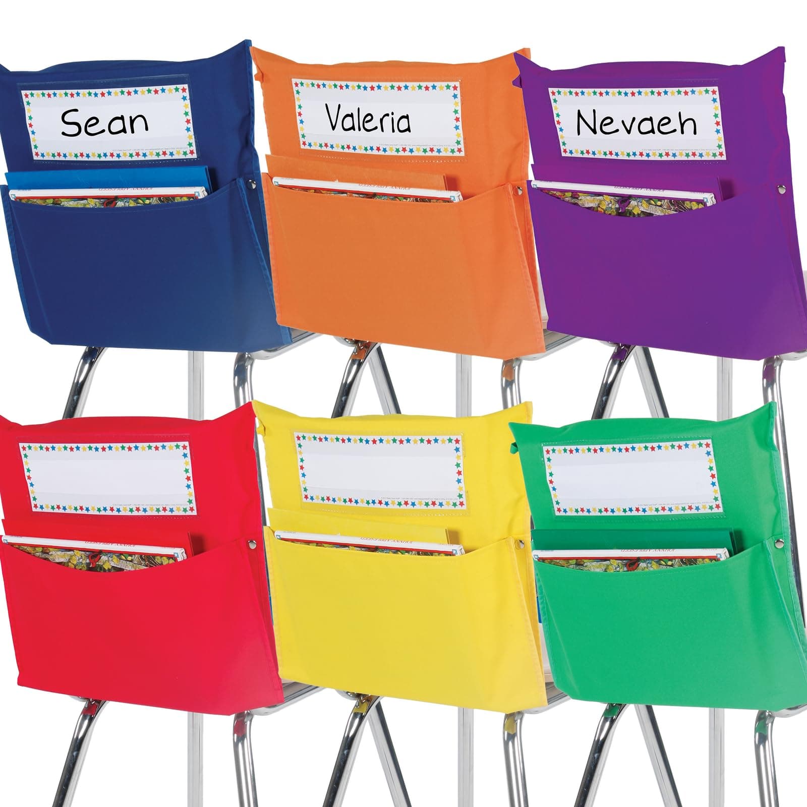 Really Good Stuff Grouping Chair Pockets - 6 Pack - 6 Group Colors - Assorted Colors - Classroom Essentials & Must Haves for Students, Desk Organizer, Storage Bag