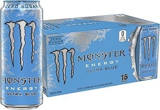 Monster Energy Ultra Blue, Sugar Free Energy Drink, 16 Ounce | Pack of 15