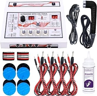 - Whole_Body Physiotherapy Machine US Tens Electrotherapy Combo for All Pain Relief Device Physiotherapy Equipment Massager with 1 Year Warranty, Off White (US+4Ch Tesn)