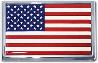Large American Flag Chrome Auto Emblem