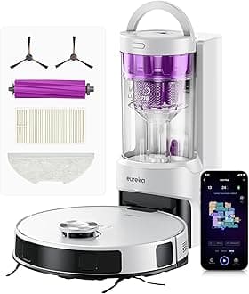 E20 Plus Bagless Robot Vacuum with Self-Discharge Station, Robotic Vacuum and Mop Combination, 45 Day Capacity, Upgraded 8000Pa and Hair Tangle-Free Brush, LiDAR Navigation incl