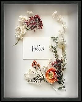 FrameWorks 12x16 Driftwood Wooden Shadow Box Frame – Soft Felt Back, Tempered Glass, and Included Elegant White Ball Push Pins