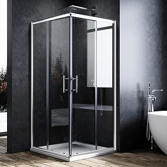 ELEGANT 1000 x 1000 mm Square Corner Entry Shower Enclosure 6mm Extra Toughened Safety Glass Sliding Shower Cubicle Door