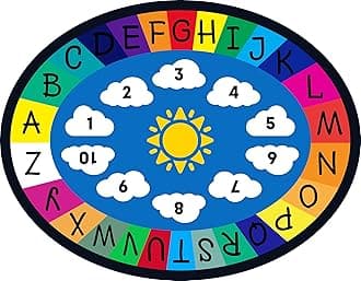 Genki - Kids Rugs for Playroom - ABC Learning Area Rug for Play Room, Classroom, Kindergarten, and Preschool - Kid Alphabet Educational Carpet for Childrens and Toddler Mat - Non Slip | Oval 5'x6'6"