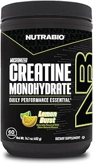 NutraBio Pure Micronized Creatine Monohydrate Powder Supplement, Lemon Burst, (300 g) - Supports Bulk Muscle Energy, Recovery, and Strength - HPLC Tested Creatine Powder Supplement for Men and Women