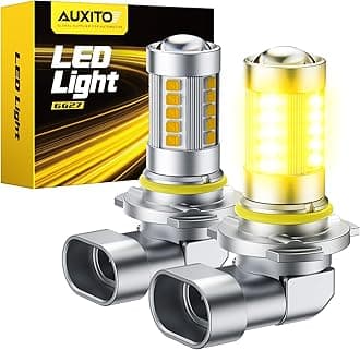 AUXITO 9145 9140 H10 LED Fog Light Bulbs, 3000K Amber Yellow CSP LED Fog Lights, True 1:1 Mini Size Replacement Fog Bulb, 360° Full Illumination, Play and Plug, Pack of 2