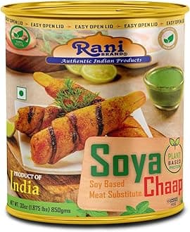 Rani Soya Chaap (Plant Based Protein) 30oz (1.875lbs) 850g ~ Easy Open Lid | All Natural | Vegan | No Colors | NON-GMO | Kosher | Indian Origin | Soy Based Meat Substitute