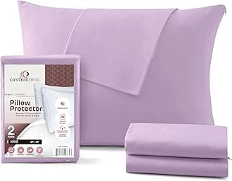 CirclesHome Pillow Protectors 2 Pack King Zippered - 100% Cotton Breathable Pillowcases - Protects Pillows from Dirt, Dust and Debris (King - Set of 2 - 20x36)