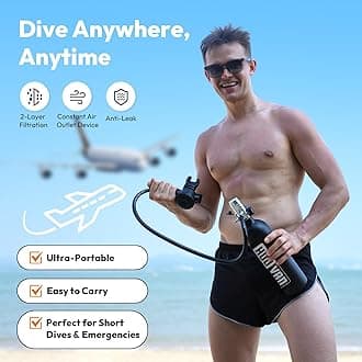 H400 Diving Tank 1.0L Diving Tank Holder 15-20 Minutes Breath Portable Tank with On/Off Valve Pony Bottle for Exploration Fun/Emergency