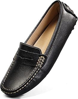 Women's Classic Comfort Leather Penny Loafers Casual Slip-Ons Lightweight Walking Flats Driving Mocs Boat Shoes