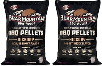 Bear Mountain FB14 Premium All Natural Low Moisture Hardwood Smoky Hickory BBQ Smoker Pellets for Outdoor Grilling, 40 Pound Bag (2 Pack)