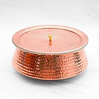 Healthsmith-100% Pure Handcrafted Copper Lagan Handi/Patila With Lid-Best Heat Conductivity-Proven Health Benefits & Harmless-Tin Coated & Lead-Free-Easy To Clean & Maintain-3L,1.25Kg,Red