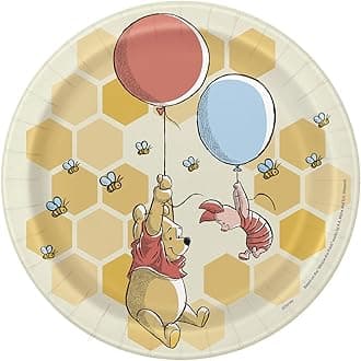 Disney Winnie the Pooh Round Dessert Plates - 7" (Pack of 8) - Colorful Party Plates, Perfect for Birthdays and Celebrations