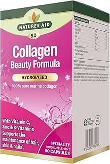 Natures Aid Collagen Beauty Formula – Marine Collagen with Vitamin C, Zinc, Biotin & B Vitamins – Supports Skin, Hair & Nail Health – High Strength Natural Supplement – 90 Capsules
