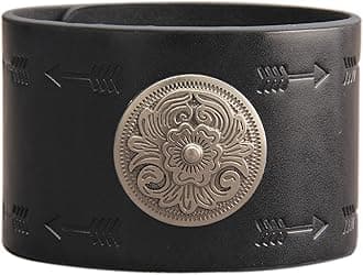 Jeilwiy Punk Leather Wristbands for Men Bracelets Handmade Wide Cuff Bangle Braided Jewelry Black Brown Adjustable - Punk Father's Gifts