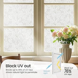 Window Privacy Film FrostedWindow Film for Glass Windows, opaque window film Decorative Stickers for Glass Privacy, Static Cling for Bathroom Rose White,44.5X200CM