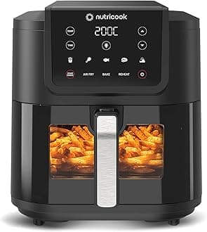 Nutricook 7.6L Air Fryer Slim XL (2025) with 100% Toxin-Free Ceramic Coating—No PTFE, PFAS, PFOA or Microplastics, Clear Window, Light & Extra-Large Basket | 1700W, 5 Presets, 2-Year Warranty