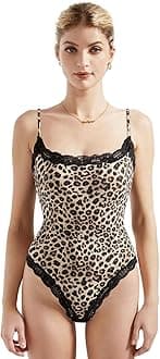 Women Square Neck Lace Bodysuit Sleeveless Spaghetti Strap Tank Top