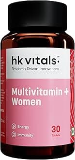 HealthKartHK Vitals Multivitamin Plus Women, Advanced Daily Multivitamin for Active Women | for Energy, Joints, Skin & Hair; with Iron, Vitamin C, Veg Collagen, Hyaluronic Acid & Biotin, 30 Tablets