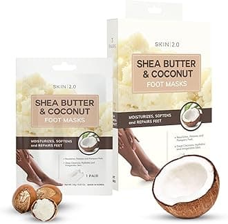 Shea Butter & Coconut Foot Masks - Softens Calluses, Treats Cracked Heels, Soothing & Hydrating - Dermatologist Tested Korean Skincare - Clean Beauty, Cruelty-Free, All Skin Types - 3 Pairs