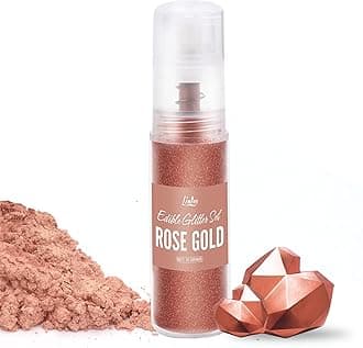 Edible Glitter Spray - 10g Edible Luster Dust Metallic Food Grade Coloring Glitter for Drinks, Cake Decorating, Baking - Edible Dust Powder Shimmer Dusting Powder for Icing,Chocolate,Candy (Rose Gold)