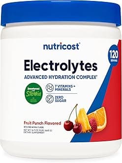 Electrolyte Complex Powder (120 Servings, Fruit Punch) - Hydration Supplement Drink Mix with Vitamins and Minerals