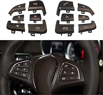 Car Steering Wheel Control Button Cover for Mercedes Benz A B GLA CLA GLS GLE CLS SL W172 W246 W218 W156 W292 W166 A0999050600 1pcs (Brown, Left-L3)
