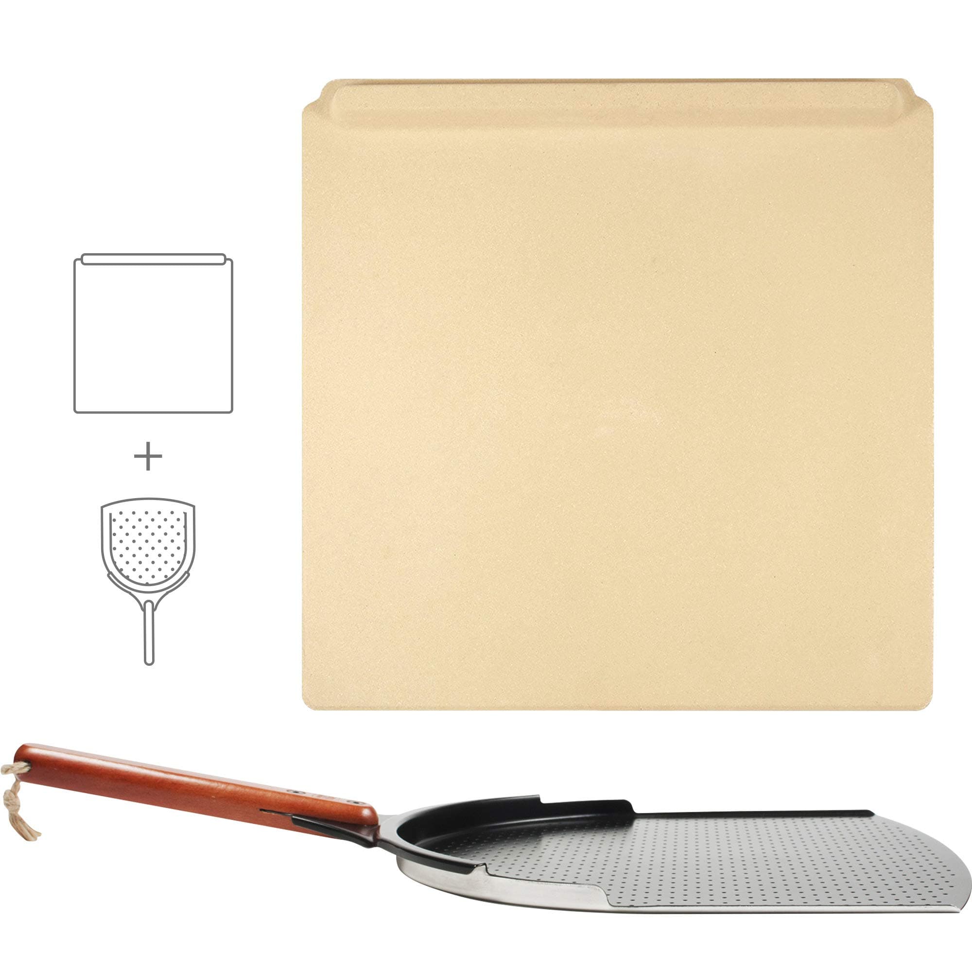 The Ultimate Pizza Making Kit – 35 cm x 40 cm Pizza Stone and 35 cm Pizza Peel | Great for Baking Pizza, Cookies and Bread in Any Oven or Grill