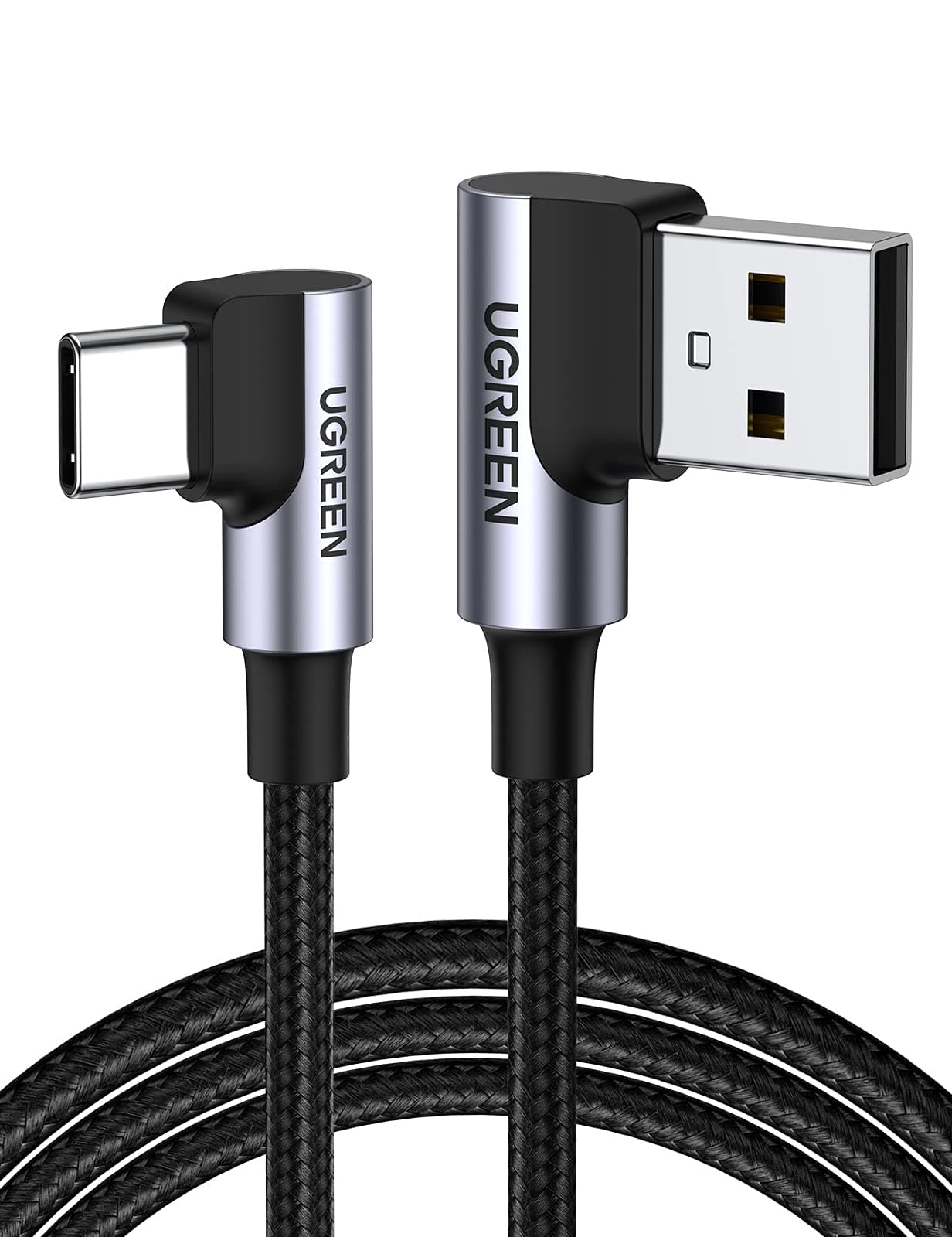 UGREEN USB C ケーブル 90度 L字型 USB A - Type C 高速充電器 対応機種: サムスン Galaxy S10 S9 Plus S8 Note 9 8 LG G7 V40 V20 V30 G6 G5 Nintendo Switch 2018 iPad Pro GoPro Hero 7 5 1.5ft