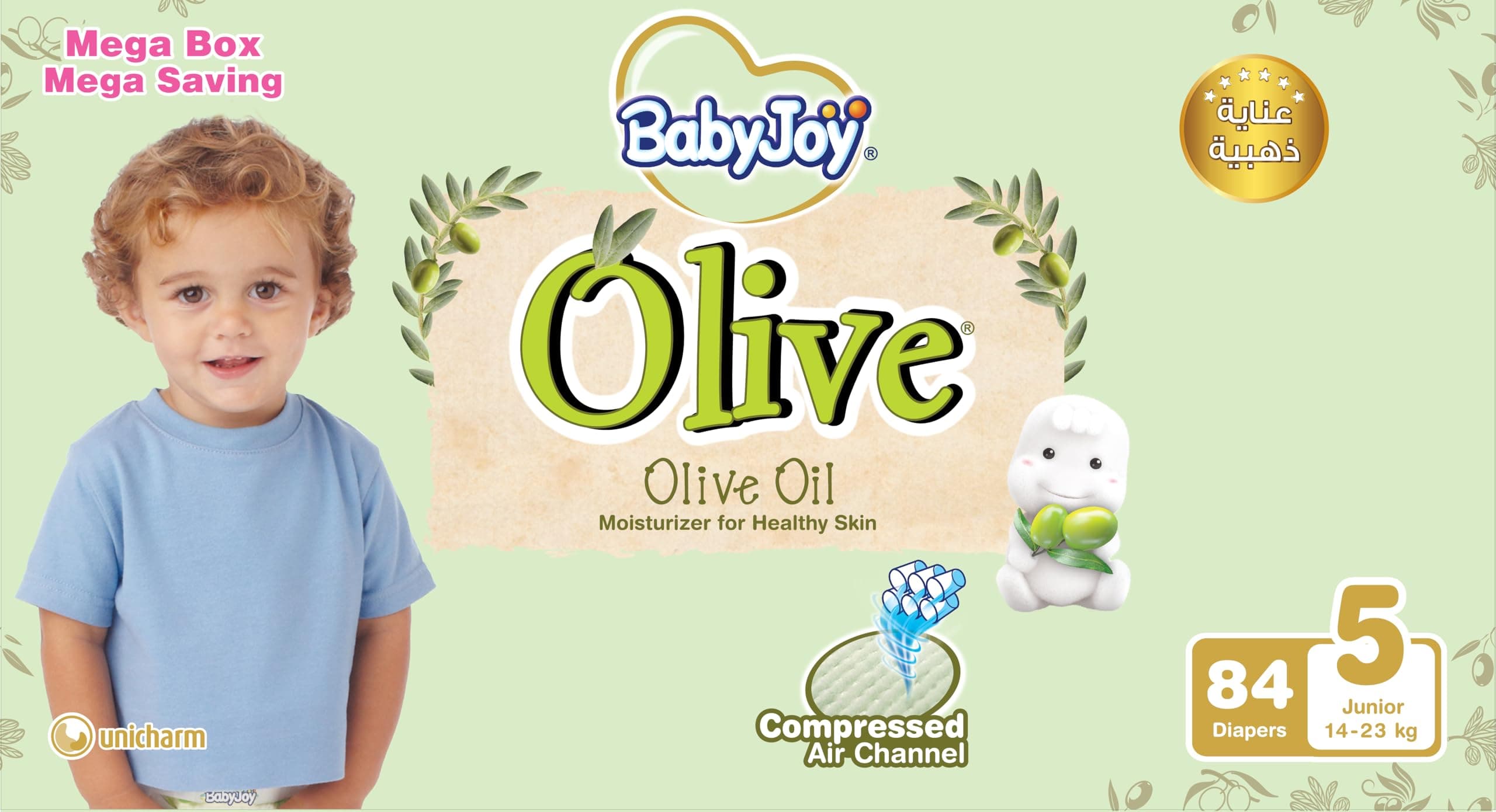 Olive, Size 5, Junior, 14-23 Kg, Mega Box, 84 Diapers