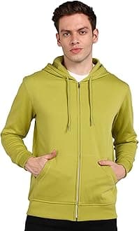 Alan Jones ClothingMen’s Solid Zipper Hooded Sweatshirt | Ribbed Hem, Lined Hood, Side Pockets, Durable Zip | Multiple Colors
