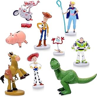 Disney Store Official Toy Story Deluxe Figurine Playset, 9 Mini Toys, Miniature Action Figure Set, Woody, Buzz Lightyear, Jessie, Rex, Bullseye, Hamm, Bo Peep, Forky and Duke Caboom