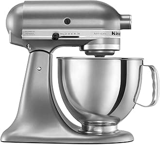 Artisan Series 5 Quart Tilt Head Stand Mixer with Pouring Shield KSM150PS, Contour Silver, Zinc