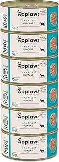 Natural Premium Wet Cat Food for Adult Cats, Tuna Fillet Pack of 6 x 70g Cans