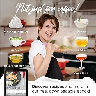 PowerLix Milk Frother Handheld Battery Operated Electric Whisk Foam Maker For Coffee, Latte, Cappuccino, Hot Chocolate, Durable Mini Drink Mixer With Stainless Steel Stand Included (Light Pink)