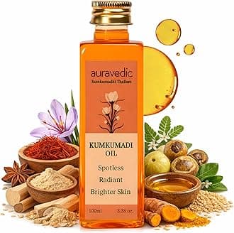 Kumkumadi Oil with Pure Saffron | Radiance Enhancing Face Oil for Dull, Dry & Uneven Skin | Lightweight Hydrating Formula for a Smooth, Glowing Complexion | 3.38 Fl Oz (100ml)